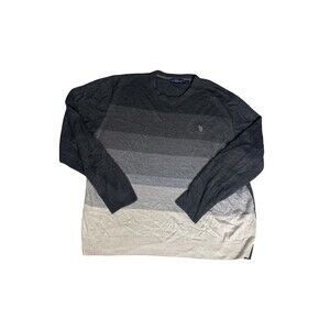 U.S. Polo Assn. Black & Gray Men's Striped  Pullover crew Neck Sweater Size XL